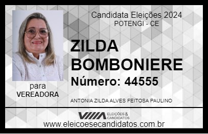 Candidato ZILDA BOMBONIERE 2024 - POTENGI - Eleições