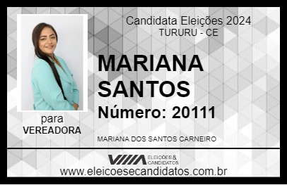 Candidato MARIANA SANTOS 2024 - TURURU - Eleições