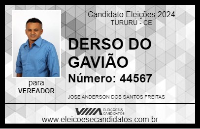 Candidato DERSO DO GAVIÃO 2024 - TURURU - Eleições