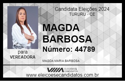 Candidato MAGDA BARBOSA 2024 - TURURU - Eleições