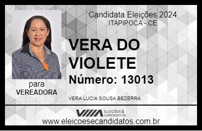 Candidato VERA DO VIOLETE 2024 - ITAPIPOCA - Eleições