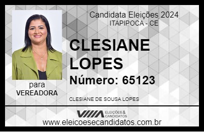 Candidato CLESIANE LOPES 2024 - ITAPIPOCA - Eleições