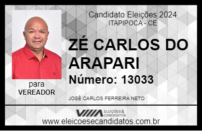 Candidato ZÉ CARLOS DO ARAPARI 2024 - ITAPIPOCA - Eleições