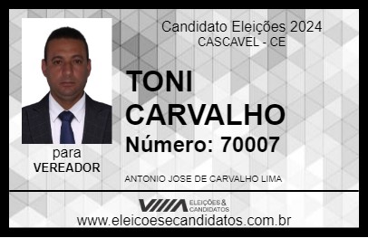 Candidato TONI  CARVALHO 2024 - CASCAVEL - Eleições