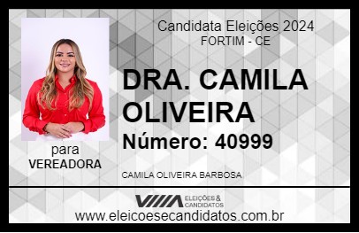 Candidato DRA. CAMILA OLIVEIRA 2024 - FORTIM - Eleições