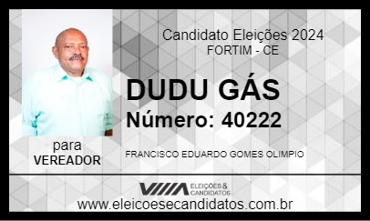 Candidato DUDU GÁS 2024 - FORTIM - Eleições