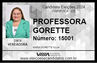 Candidato PROFESSORA GORETTE 2024 - ITAPIPOCA - Eleições