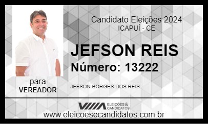 Candidato JEFSON REIS 2024 - ICAPUÍ - Eleições