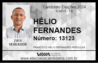 Candidato HÉLIO FERNANDES 2024 - ICAPUÍ - Eleições