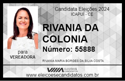 Candidato RIVANIA DA COLONIA 2024 - ICAPUÍ - Eleições