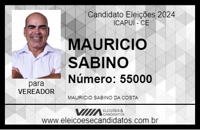 Candidato MAURICIO SABINO 2024 - ICAPUÍ - Eleições