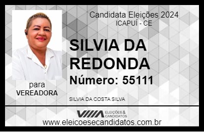 Candidato SILVIA DA REDONDA 2024 - ICAPUÍ - Eleições