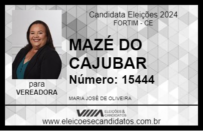 Candidato MAZÉ DO CAJUBAR 2024 - FORTIM - Eleições