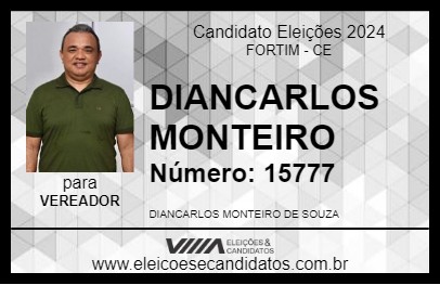 Candidato DIANCARLOS MONTEIRO 2024 - FORTIM - Eleições