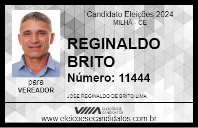 Candidato REGINALDO BRITO 2024 - MILHÃ - Eleições