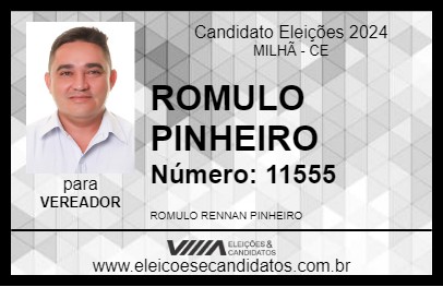 Candidato ROMULO PINHEIRO 2024 - MILHÃ - Eleições