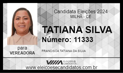 Candidato TATIANA SILVA 2024 - MILHÃ - Eleições