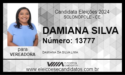 Candidato DAMIANA SILVA 2024 - SOLONÓPOLE - Eleições