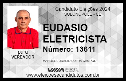 Candidato EUDASIO ELETRICISTA 2024 - SOLONÓPOLE - Eleições