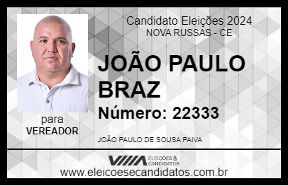 Candidato JOÃO PAULO BRAZ 2024 - NOVA RUSSAS - Eleições