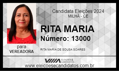 Candidato RITA MARIA 2024 - MILHÃ - Eleições