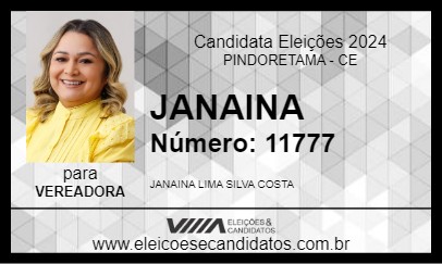 Candidato JANAINA 2024 - PINDORETAMA - Eleições