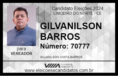 Candidato GILVANILSON BARROS 2024 - LIMOEIRO DO NORTE - Eleições