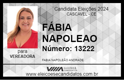 Candidato FÁBIA NAPOLEAO 2024 - CASCAVEL - Eleições