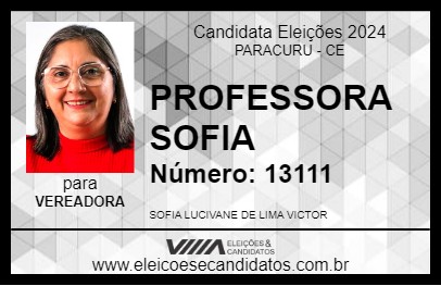 Candidato PROFESSORA SOFIA 2024 - PARACURU - Eleições