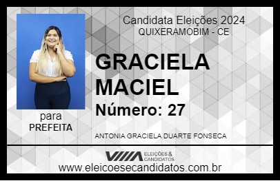 Candidato GRACIELA MACIEL 2024 - QUIXERAMOBIM - Eleições