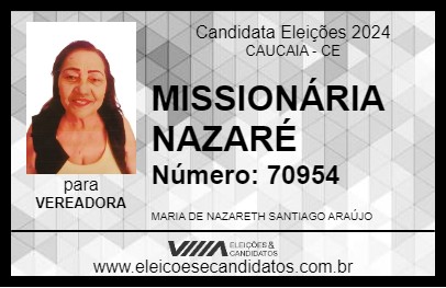 Candidato MISSIONÁRIA NAZARÉ 2024 - CAUCAIA - Eleições