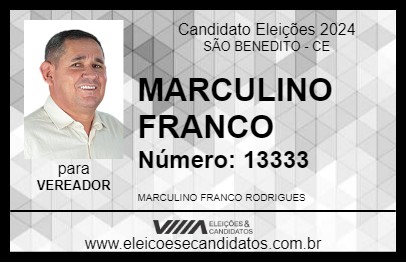 Candidato MARCULINO FRANCO 2024 - SÃO BENEDITO - Eleições