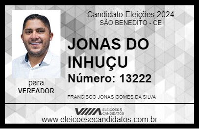 Candidato JONAS DO INHUÇU 2024 - SÃO BENEDITO - Eleições