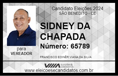 Candidato SIDNEY DA CHAPADA 2024 - SÃO BENEDITO - Eleições