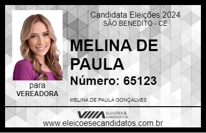 Candidato MELINA DE PAULA 2024 - SÃO BENEDITO - Eleições