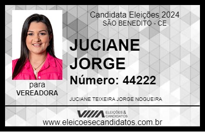 Candidato JUCIANE JORGE 2024 - SÃO BENEDITO - Eleições