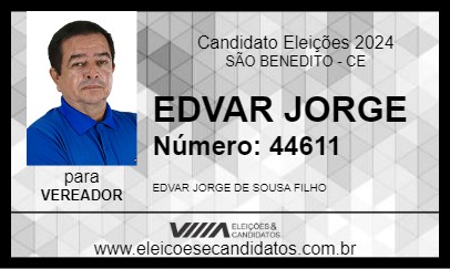 Candidato EDVAR JORGE 2024 - SÃO BENEDITO - Eleições