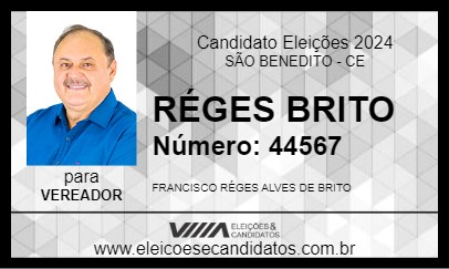 Candidato RÉGES BRITO 2024 - SÃO BENEDITO - Eleições