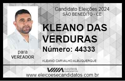 Candidato KLEANO DAS VERDURAS 2024 - SÃO BENEDITO - Eleições