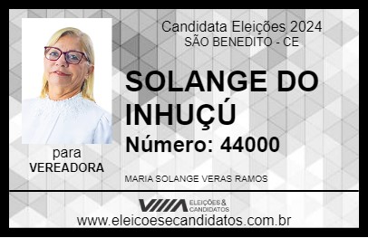 Candidato SOLANGE DO INHUÇÚ 2024 - SÃO BENEDITO - Eleições