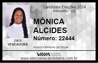 Candidato MÔNICA ALCIDES 2024 - PARAMBU - Eleições