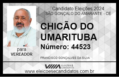 Candidato CHICÃO DO UMARITUBA 2024 - SÃO GONÇALO DO AMARANTE - Eleições