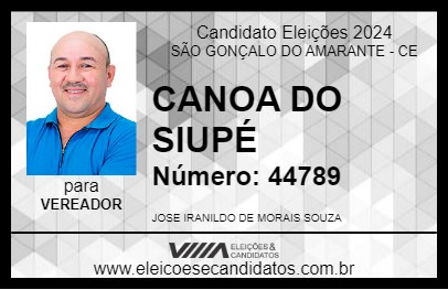 Candidato CANOA DO SIUPÉ 2024 - SÃO GONÇALO DO AMARANTE - Eleições