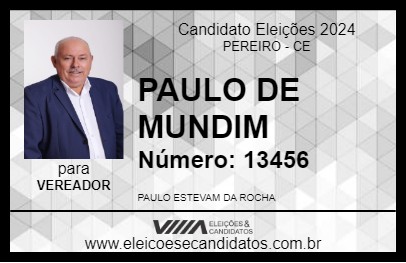 Candidato PAULO DE MUNDIM 2024 - PEREIRO - Eleições