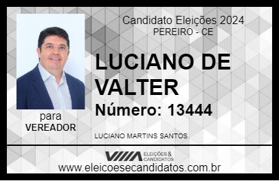 Candidato LUCIANO DE VALTER 2024 - PEREIRO - Eleições