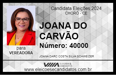 Candidato JOANA DO CARVÃO 2024 - CHORÓ - Eleições