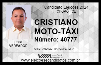 Candidato CRISTIANO MOTO-TÁXI 2024 - CHORÓ - Eleições