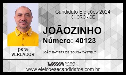 Candidato JOÃOZINHO 2024 - CHORÓ - Eleições