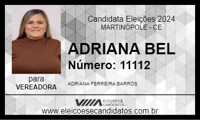 Candidato ADRIANA BEL 2024 - MARTINÓPOLE - Eleições