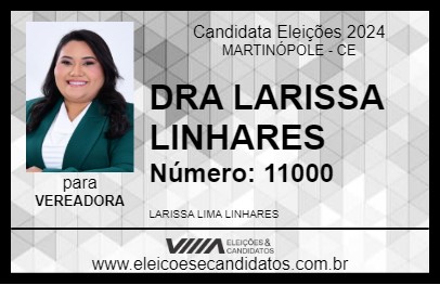 Candidato DRA LARISSA LINHARES 2024 - MARTINÓPOLE - Eleições